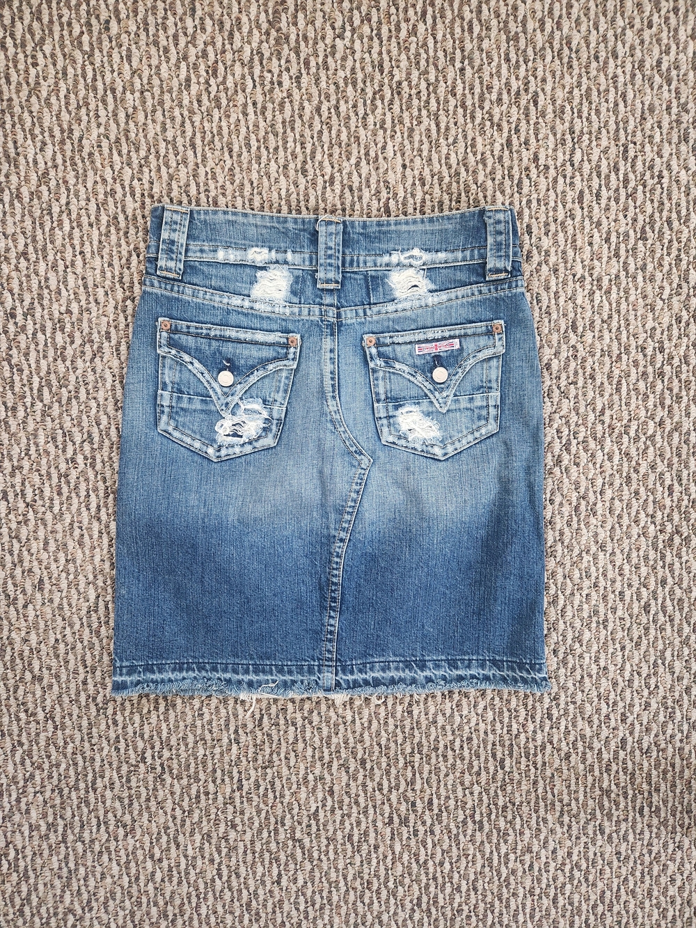 Hudson Jeans Distressed Blue Denim Mini Skirt